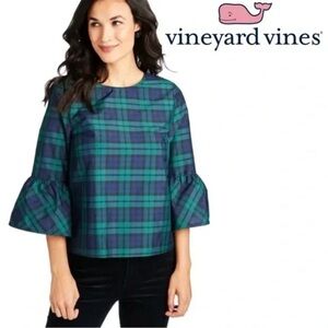 Vineyard Vines Women's Blue Plaid Top Sz 2